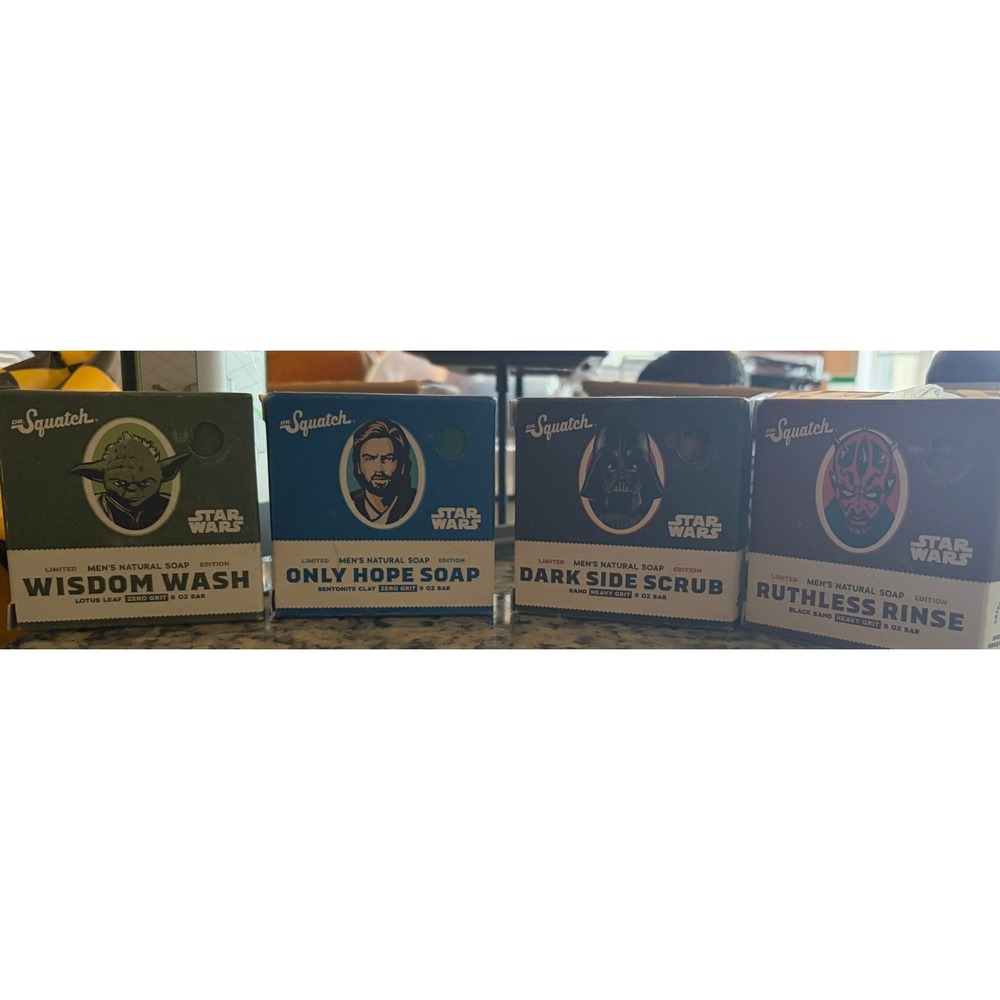 Dr Squatch Star Wars Bundle Soap Limited Edition 4 Pack Lot Yoda, Luke, Darth Va